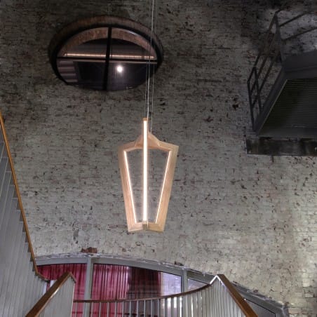 Lampa wisząca Leif LED drewno dębowe do przestronnych wnętrz salonu holu