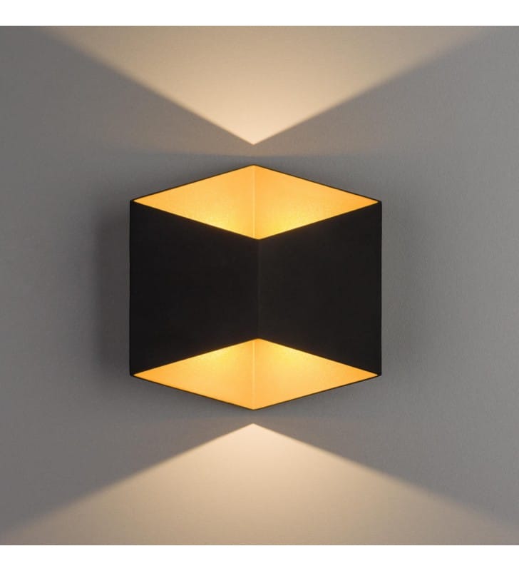 Kinkiet ogrodowy Triangles LED czarno złoty minimalistyczny loft