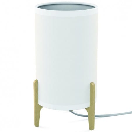 Lampa stołowa Rocket prosta nowoczesna biały abażur na drewnianych nogach