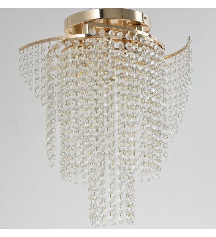 Złoty 35cm plafon kryształowy lampa sufitowa Verde do salonu sypialni na korytarz