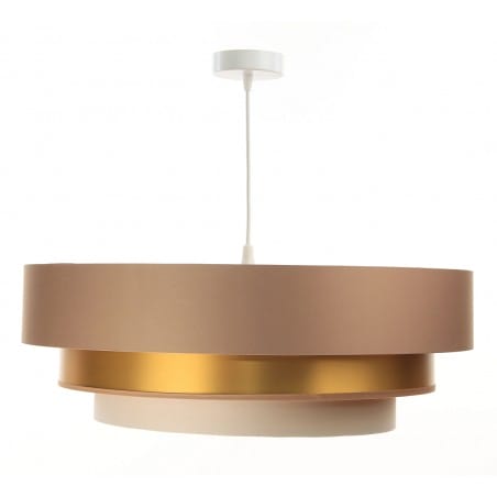 Elegancka lampa wisząca Haya duży 60cm potrójny kaskadowy abażur 3 kolorowy beż krem złoto np. nad okrągły stół do jadalni