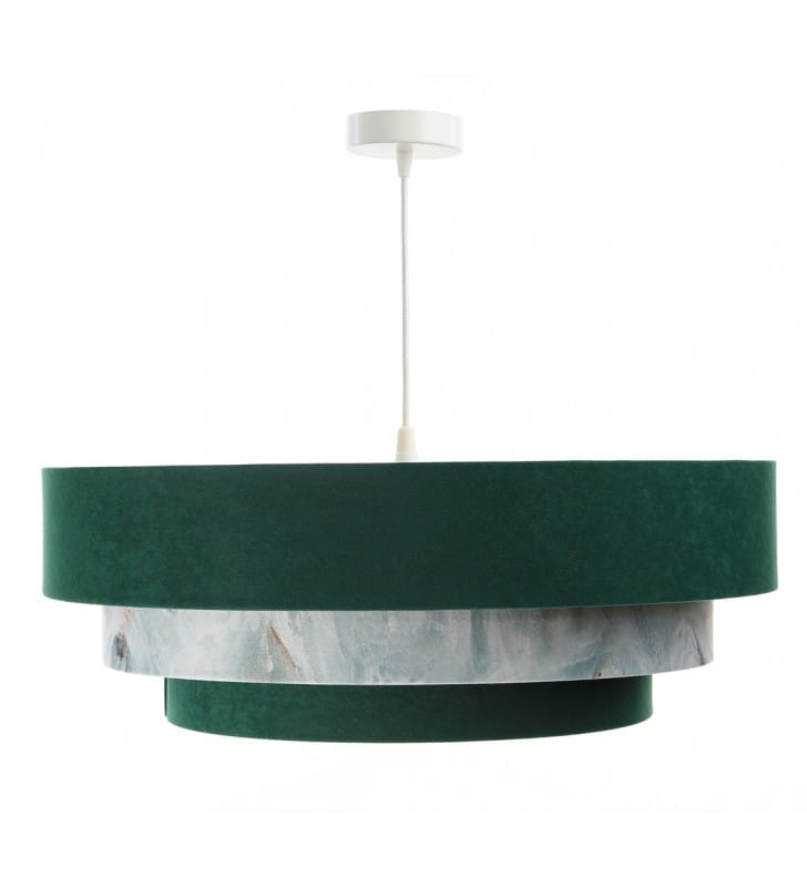 Lampa wisząca Idrissa zielona z dekoracyjną wstawką duży 60cm potrójny kaskadowy abażur