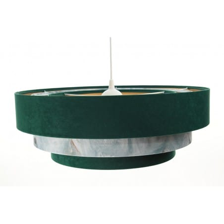 Lampa wisząca Idrissa zielona z dekoracyjną wstawką duży 60cm potrójny kaskadowy abażur