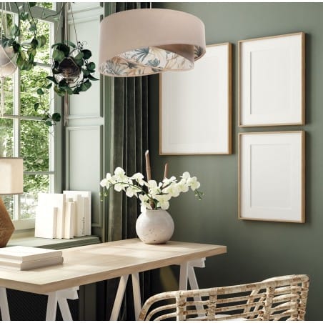 Lampa wisząca Tekano beżowa z roślinnym wnętrzem styl boho do salonu jadalni sypialni kuchni
