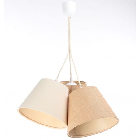 Lampa wisząca Uzoma w ciepłych kolorach beż krem 3 abażury do salonu sypialni jadalni