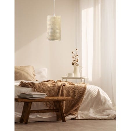 Lampa wisząca Kanako abażur z naturalnego rattanu tuba średnica 25cm do salonu sypialni kuchni jadalni