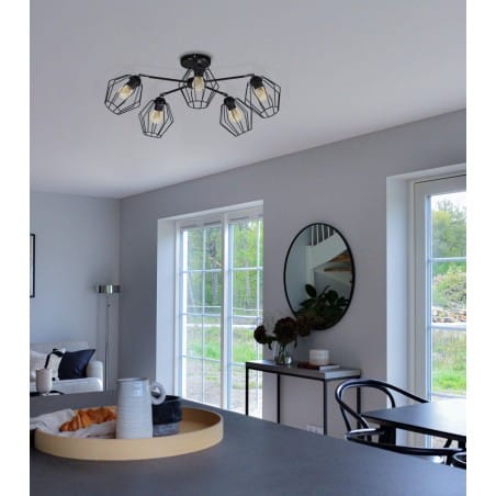Benet lampa sufitowa żyrandol kolor czarny matowy styl loftowy do przedpokoju salonu pokoju nastolatka sypialni