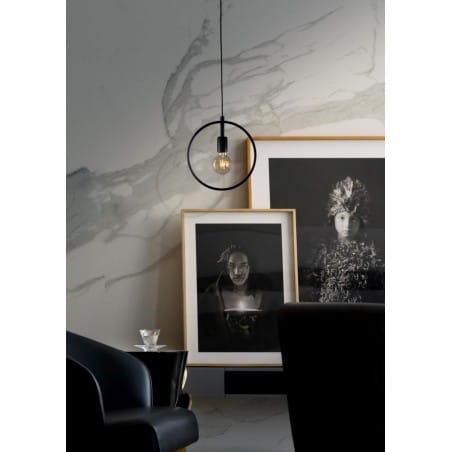 Loftowa lampa wisząca Tobik czarna minimalistyczna obręcz