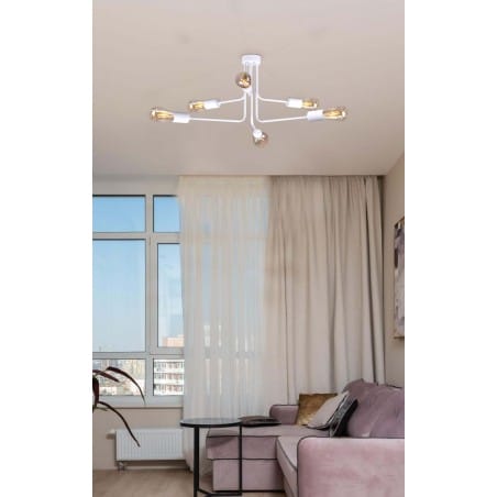 Lampa sufitowa żyrandol Peka kolor biały mat styl loftowo industrialny np. do pokoju nastolatka