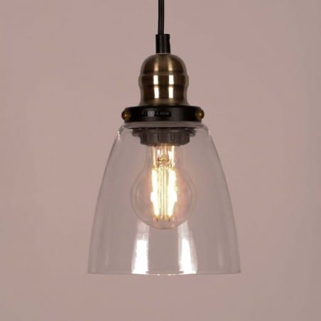 Lampa wisząca Samanta z bezbarwnym szklanym kloszem styl vintage - DOSTĘPNA OD RĘKI
