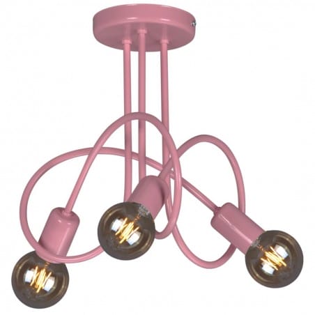 Różowa lampa sufitowa Malva na 3 żarówki do pokoju dziewczynki nastolatki - OD RĘKI