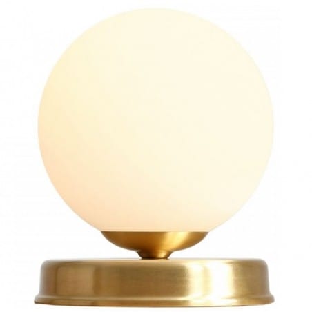 Mała okrągła nowoczesna lampka stołowa Ball szklany klosz kula kolor podstawy mosiądz