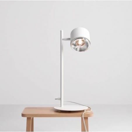 Nowoczesna lampa stołowa Bot White biała włącznik na kablu