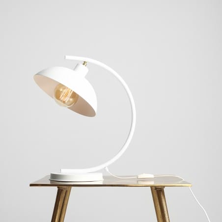 Metalowa lampa stołowa biurkowa Escape biała w nowoczesnym stylu na biurko i stolik nocny - OD RĘKI