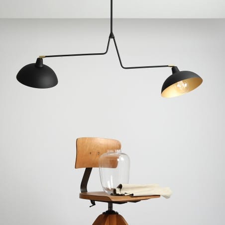 Podwójny nowoczesny czarno złoty żyrandol Espace styl loft industrial do salonu kuchni sypialni jadalni
