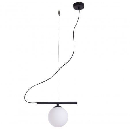 Lampa wisząca Beryl Glass czarna z białym okrągłym kloszem