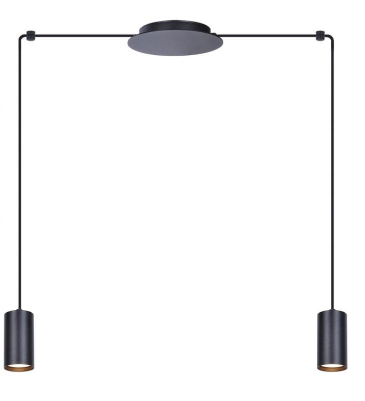 Podwójna nowoczesna lampa wisząca z regulowanym rozstawem ramion Puerto czarna styl techniczny