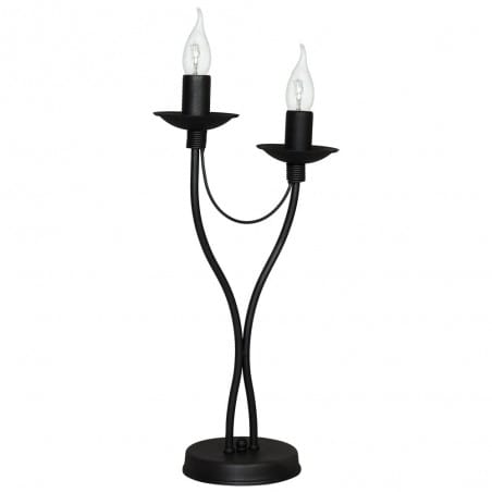 Lampa stołowa Róża Czarna 2 płomienna w kolorze czarnym matowym świecznikowa