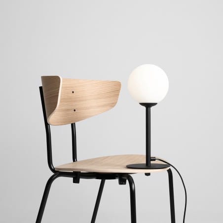Lampa stołowa Pinne nowoczesna czarna z okrągłym kloszem ze szkła