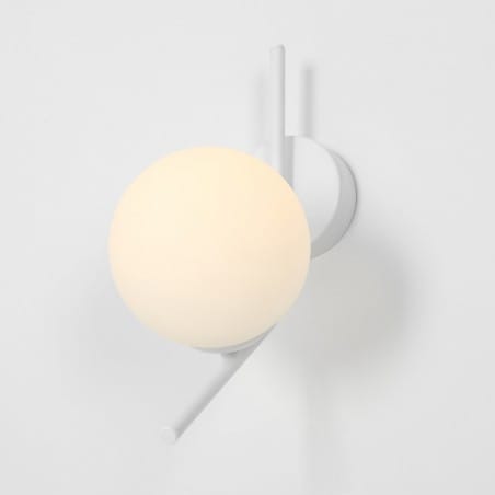 Lampa ścienna Gallia biała 1 punktowa ze szklanym okrągłym kloszem do salonu sypialni na przedpokój