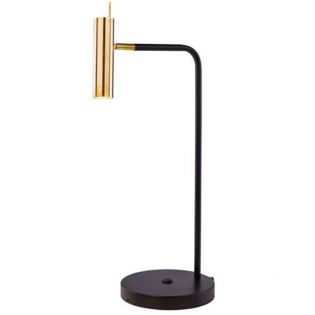 Czarno złota lampa biurkowa stołowa nocna Amos nowoczesna włącznik na lampie