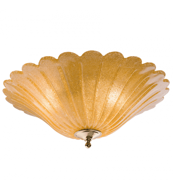 Klasyczny złoty plafon ze szkła Bacelo średnica 45cm 3 żarówki do stylowego salonu sypialni przedpokoju