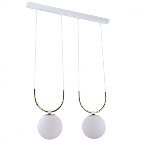 Podwójna biało złota lampa wisząca Balos klosze szklane okrągłe do salonu sypialni do jadalni nad stół