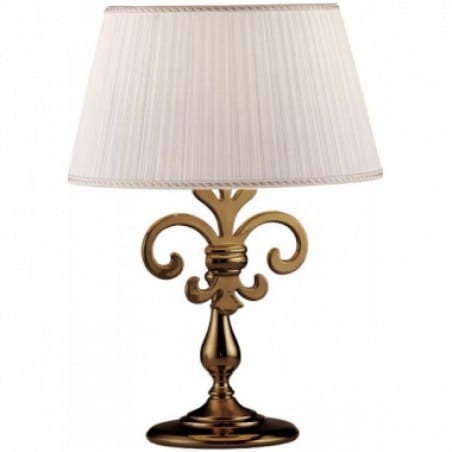 Lampa stołowa do gabinetu sypialni salonu Fiocco biały abażur podstawa patyna mat