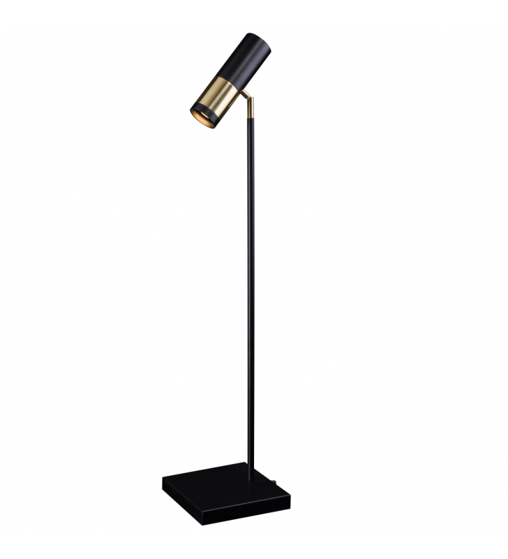 Wysoka lampa gabinetowa Kavos nowoczesna czarna z złotym wykończeniem włącznik na przewodzie