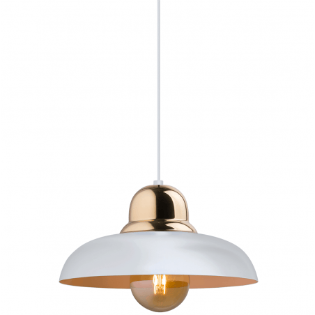 Nowoczesna lampa loftowa Oro II biało złota średnica 31cm do salonu sypialni kuchni jadalni