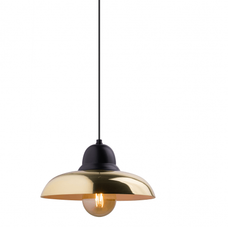 Nowoczesna loftowa lampa Oro II zwis klosz złoty z czarnym wykończeniem średnica 31cm do salonu sypialni kuchni jadalni