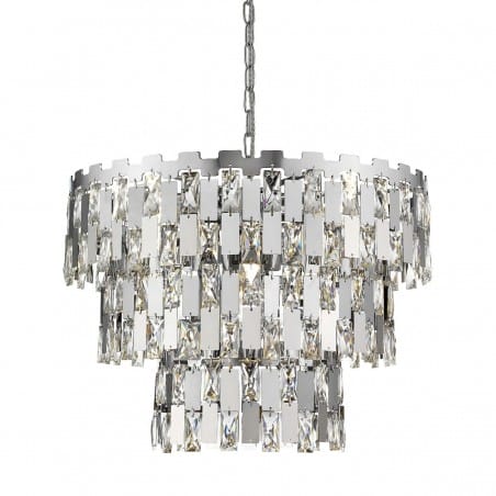 Lampa wisząca Anzio chromowana z kryształami dekoracyjna w stylu glamour
