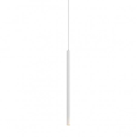 Biała matowa nowoczesna lampa wisząca z wąskim kloszem Loya LED