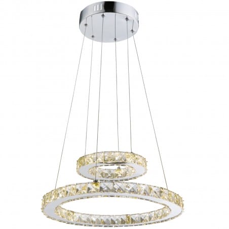 Lampa wisząca Marilyn LED 2 pierścienie obręcze 4000K akrylowe kryształki