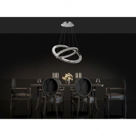Lampa kryształowa typu zwis Marilyn LED 4000K 2 pierścienie kryształowe długi zwis do salonu sypialni jadalni