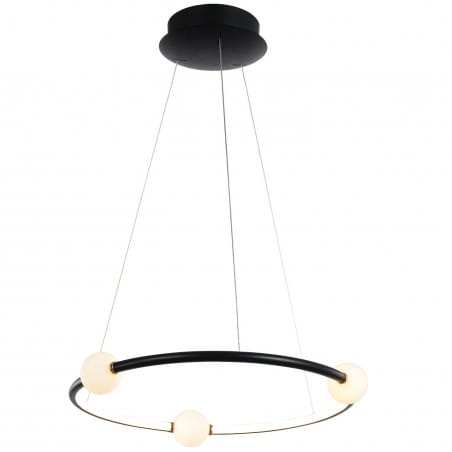 Lampa wisząca Lozanna LED 3000K czarna pierścień szklane okrągłe klosze styl nowoczesny