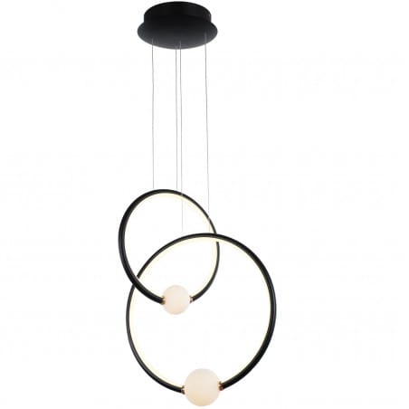 LEDowa lampa wisząca Lozanna czarna 2 obręcze szklane klosze do salonu sypialni kuchni jadalni