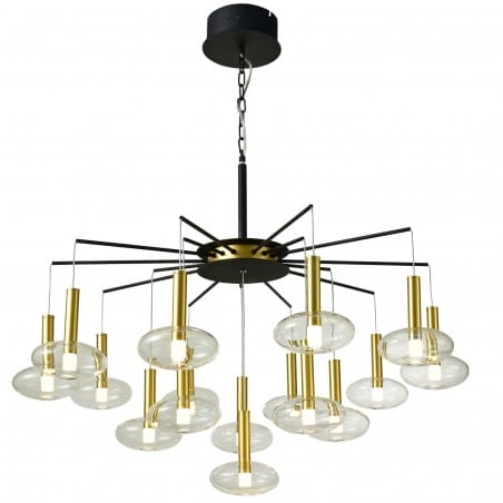 Nowoczesna lampa wisząca żyrandol Hasselt LED czarno złoty szklane klosze