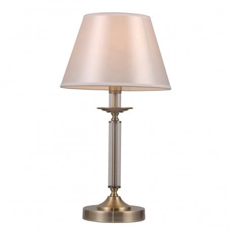 Klasyczna stylowa lampa stołowa z białym abażurem Solana podstawa brąz antyczny szkło