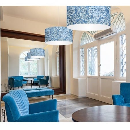 50cm lampa wisząca Niebieski Jeans niebieska z dekoracyjnym motywem do salonu sypialni jadalni