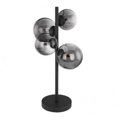 Nowoczesna czarna lampa stołowa Riha z 4 szklanymi grafitowymi kloszami kule ball