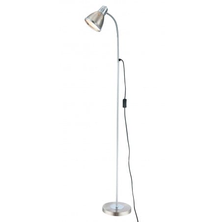 Lampa stojąca Ego giętkie ramię połączenie chromu z matowym niklemnowoczesna satyna klosz metalowy kula do salonu sypialni