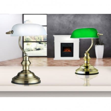 Lampa gabinetowa Antique podstawa mosiądz klosz szklany zielony klasyczna bankierka - OD RĘKI