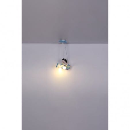 Niebieska lampa wisząca do pokoju dziecka dziecięca Kita samolot