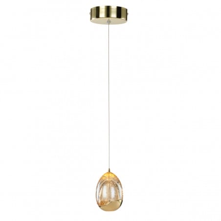 Złota nowoczesna lampa wisząca Huelto LED do salonu akrylowy klosz z bąbelkami powietrza