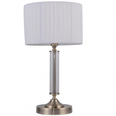 Stojąca lampa stołowa Ferlena klasyczna stylowa brąz antyczny abażur biały plisowany