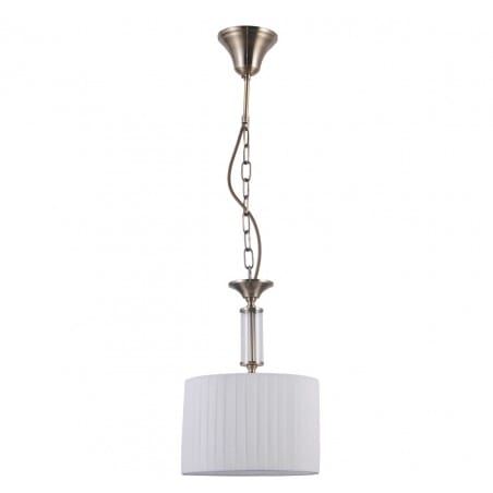 Klasyczna lampa wisząca do sypialni Ferlena biały plisowany abażur brąz antyczny Italux