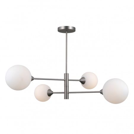 Żyrandol lampa Evora do salonu sypialni nikiel satynowany 4 białe szklane kule Italux