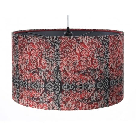 Lampa wisząca Zuri abażur z czerwienią z ozdobnym wzorem kwiatowym wzorem grafitowy środek do sypialni