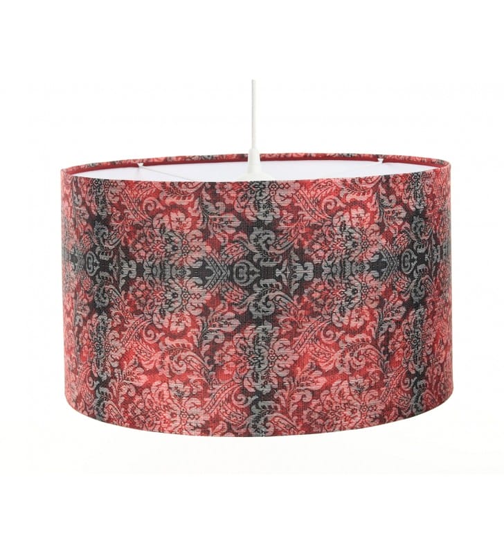 Elegancka lampa wisząca z czerwienią Zuri2 abażur z tkaniny strukturalnej z białym wnętrzem